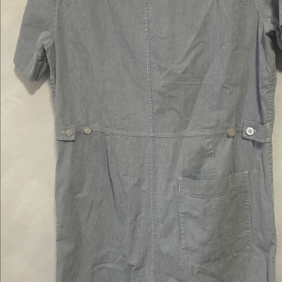 EVERLANE The Cotton Weave Romper 100% Cotton Grey White Stripe Button Front 10 - Picture 8 of 11